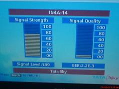 TATA SKY India SIGNAL LEVEL AT THE DAY TIME from Insat 4a at 83E KU band