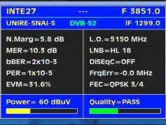 Intelsat 907 at 27.5 w _ NE Zone footprint _ 3 851 L feed DVB S2 Unire Snai Sat  _Q data