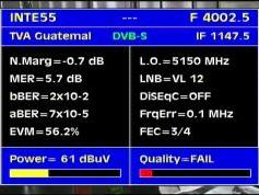 Intelsat 805 at 55.5 w _ Hemi footprint_4 002 V Azteca TV Guatemala _Q data