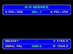 Measat 3 at 91.5 E-global footprint-3 786 V feed 9 MHz PAL-IF data