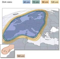 Vyzarovaci diagram druzice ASTRA 1G na 19,2E pre programy TV Markiza,TV JOJ,CT 24..