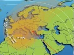 Vyzarovaci diagram druzice INTELSAT 1002 na 1W pre paket DIGI TV Czech and Slovak pre miesto prijmu NEA CHALKIDONA THESSALONIKI c3