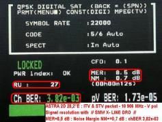 Signal resolution from ASTRA 2D East Europe V pol SIDELOBE with SMW X LINE DRO
