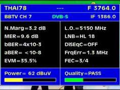 Thaicom 5 at 78.5 e-asian beam-3 764 V BBTV Ch 7-Q data