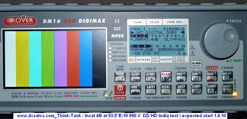 Insat 4B at 93.5 E_indian footprint_dd direct plus-10 990 V DD HD India test-quality data